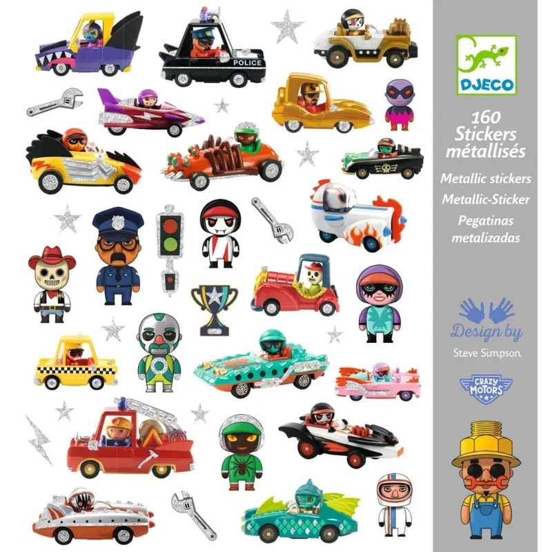 Abtibilduri metalice Vehicule, Djeco