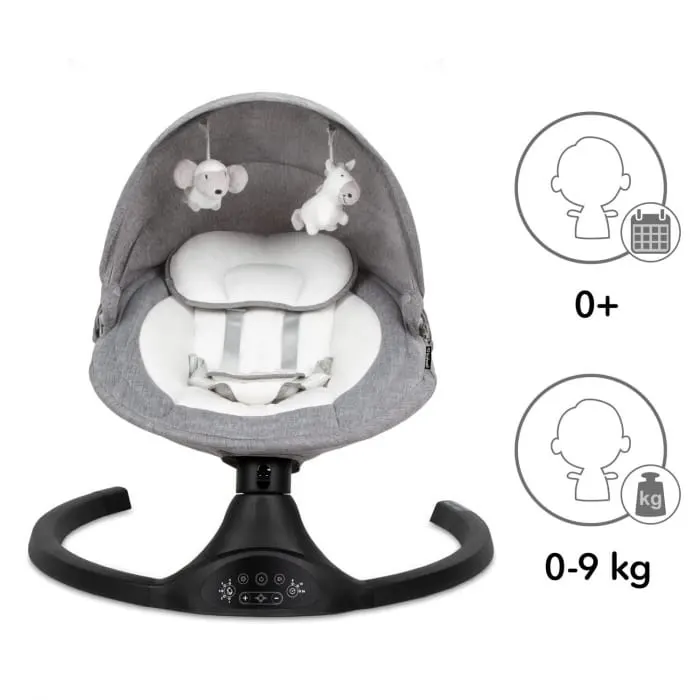 Leagan electric 2 in 1 Kidwell Luxi, sunete si jucarii, black dark melange KID105205 — imaginea 5