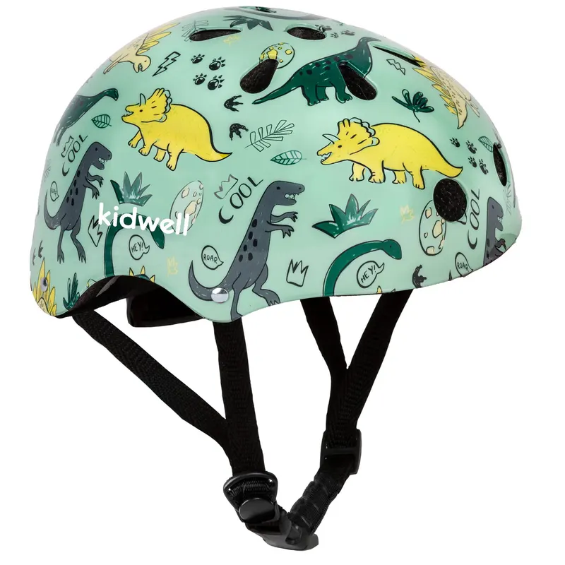 Casca bicicleta copii Kidwell ORIX Plus Dino, curele reglabile, orificii aerisire, verde KID707971 — imaginea 3