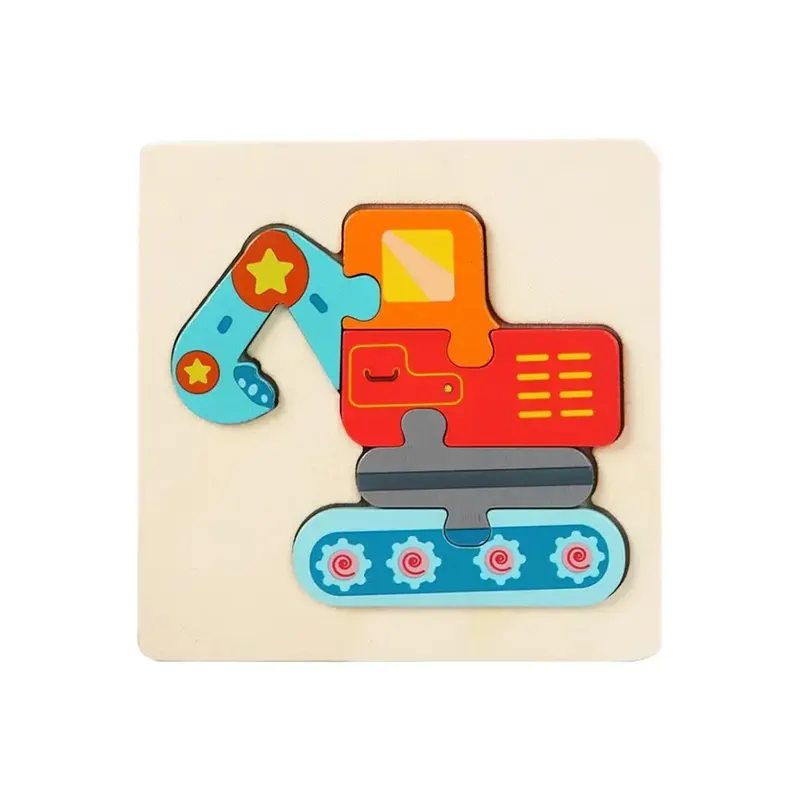 Puzzle Educaționale din lemn – Forme și Animale - Excavator