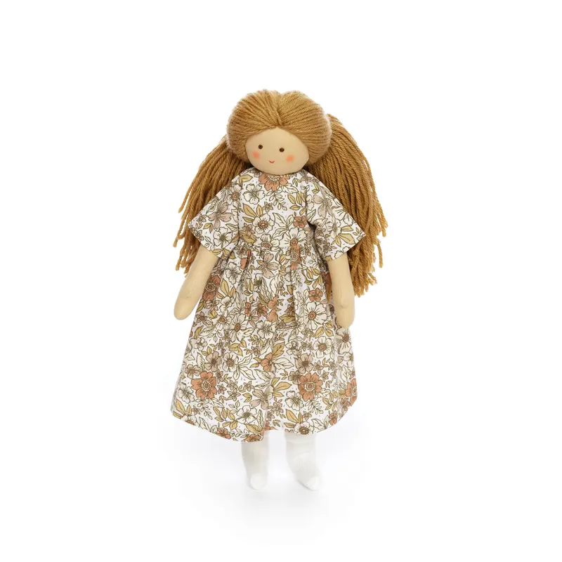 Twinkle Doll cu Rochie cu flori bej, papusa textila, 35 cm