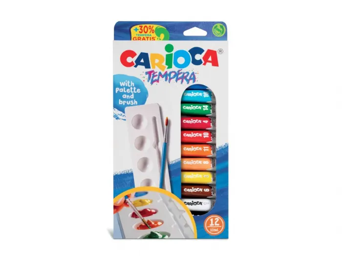Set acuarele tempera cu tavita si pensula,12 culori,12x10 ml