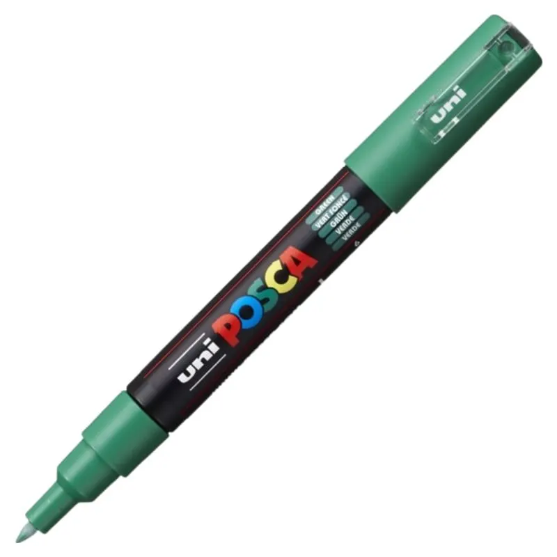 Marker UNI PC-1M Posca 0.7 mm,varf rotund,verde