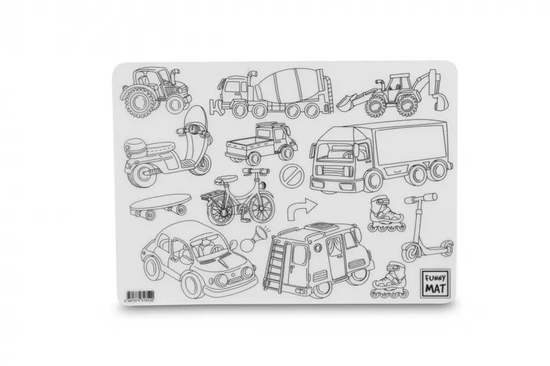 Plansa reutilizabila de colorat Funny Mat, model Vehicule ,25 35 cm