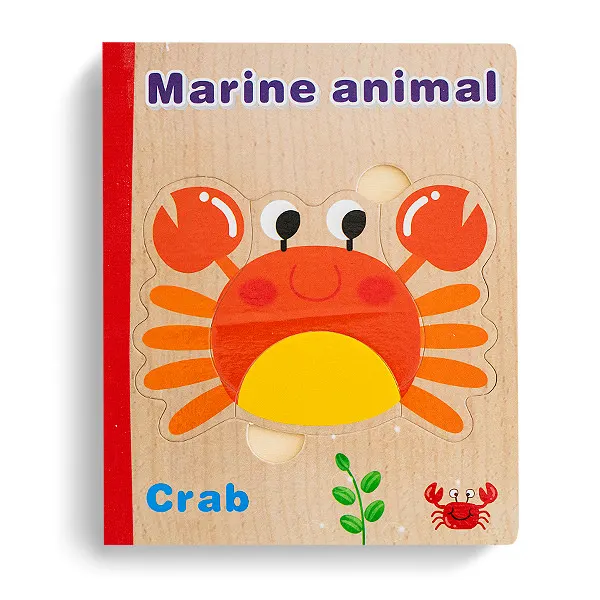 Puzzle din Lemn Tip Carte Animale Marine Montessori