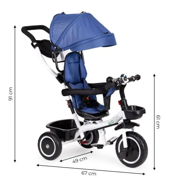 Tricicleta Ecotoys YM-BT-2, scaun rotativ, albastru KID970025 — imaginea 4