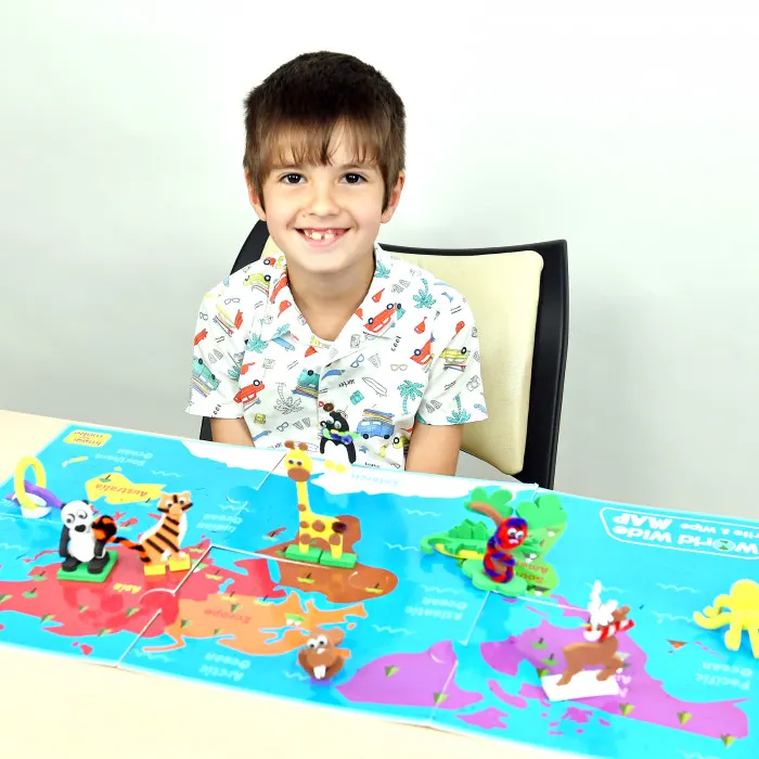 Puzzle Educativ Harta Lumii - Animale - din Spuma EVA