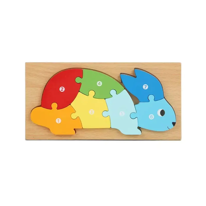 Puzzle 3D din lemn, 6-9 piese, 2 ani+ - Iepure