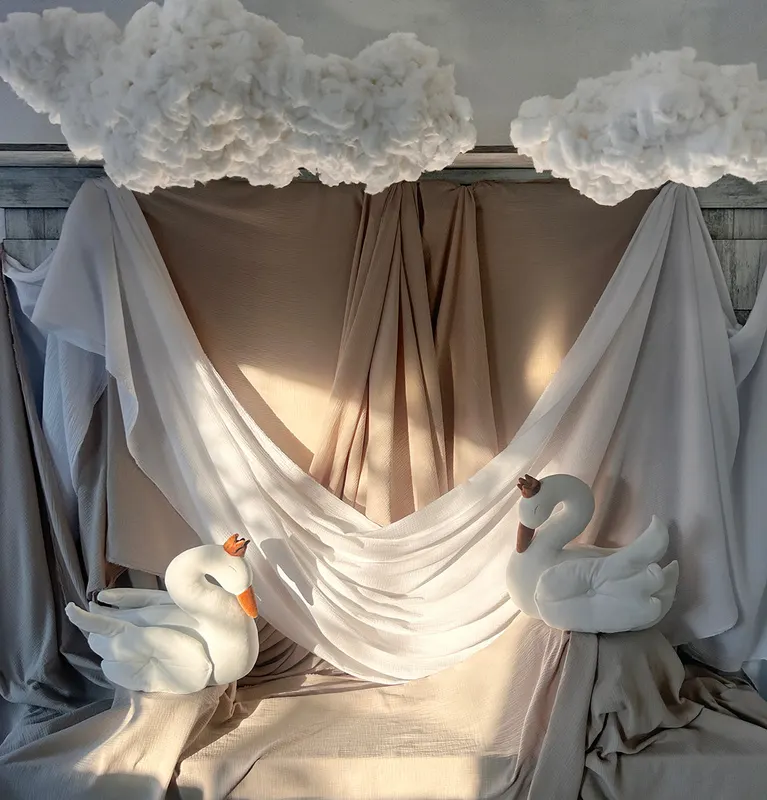 Jucărie Textilă Lebădă din Catifea, White Swan Serenity — imaginea 5