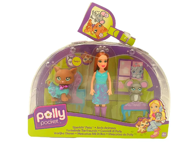 Set Polly Pocket Papusa si 2 Animalute, Colectia Sparklin` Pets, Lea, + 4 ani