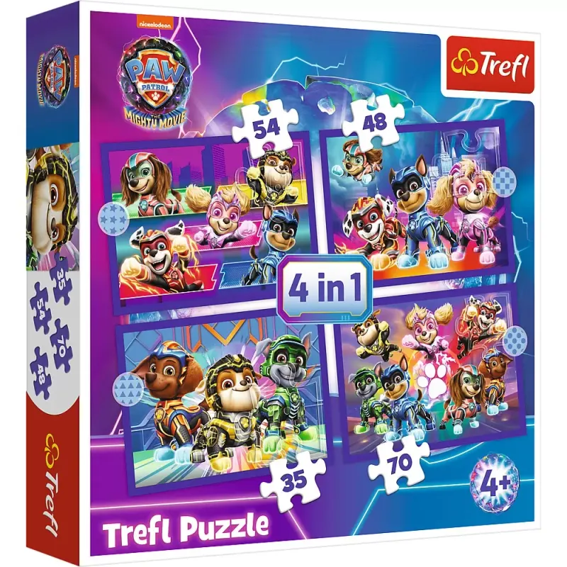 Puzzle Trefl 4 in 1, Patrula Catelusilor, mighty movie eroii KID346213