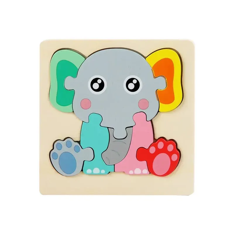 Puzzle Educaționale din lemn – Forme și Animale - Elefant