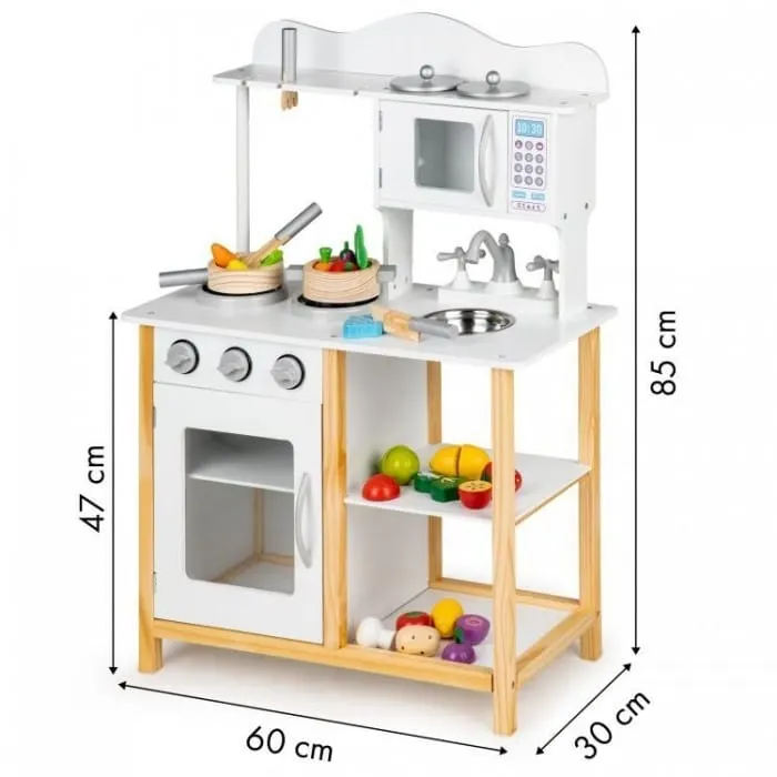 Bucatarie copii Ecotoys, lemn, accesorii, alb KID971527 — imaginea 3