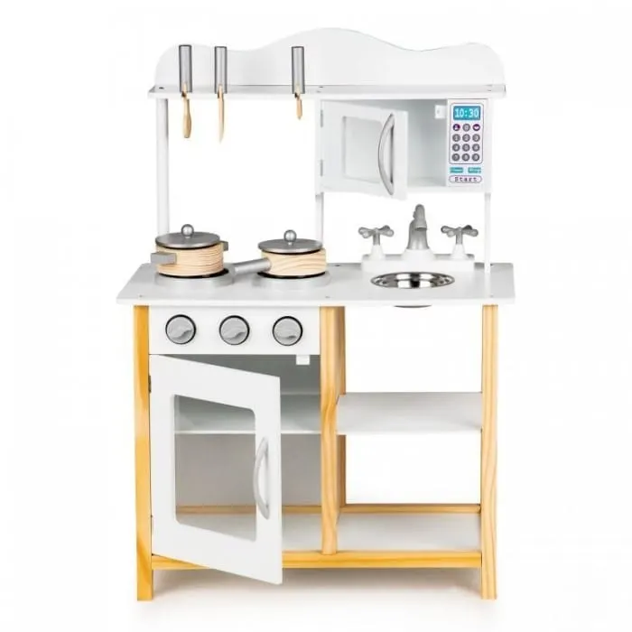 Bucatarie copii Ecotoys, lemn, accesorii, alb KID971527 — imaginea 4