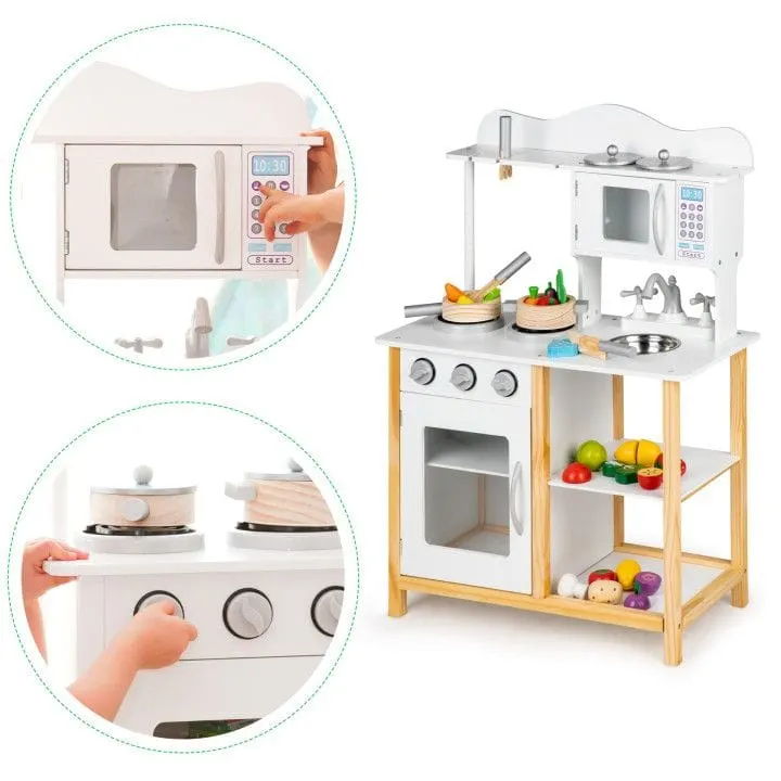 Bucatarie copii Ecotoys, lemn, accesorii, alb KID971527 — imaginea 5