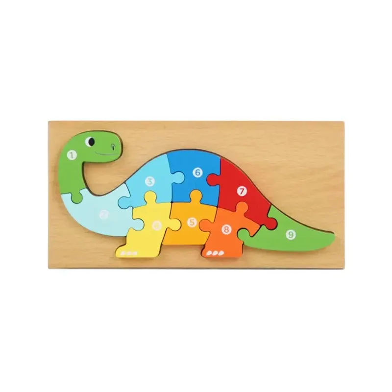 Puzzle 3D din lemn, 6-9 piese, 2 ani+ - Dinozaur Apatosaurus