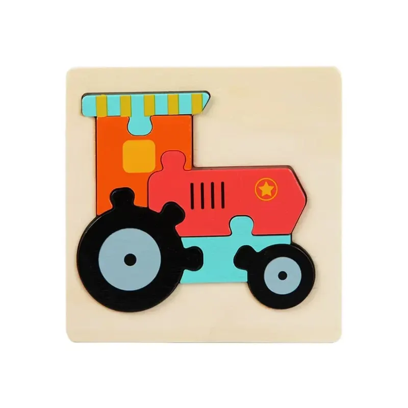 Puzzle Educaționale din lemn – Forme și Animale - Tractor