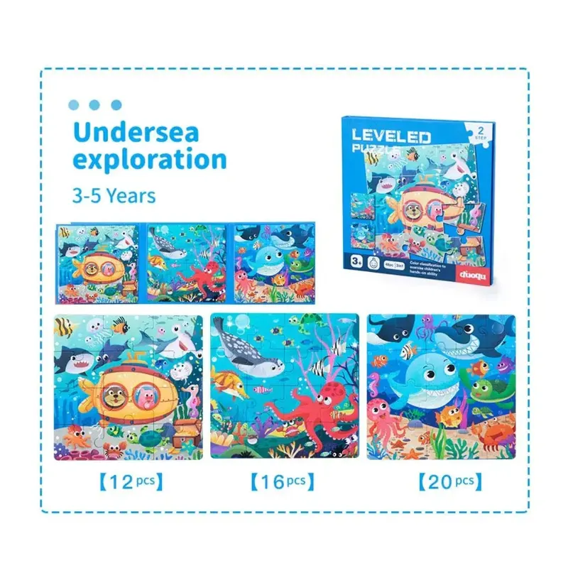 Carte puzzle 3 în 1, 10 tematici variate - Explorare subacvatică