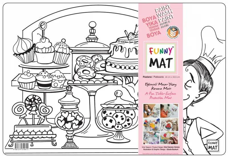 Plansa reutilizabila de colorat Funny Mat, model Patiserie ,48x33.5 cm