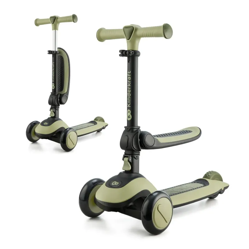 Trotineta Kinderkraft Halley, transformabila, sezut, lumini, pliabila, verde KID922307 — imaginea 2