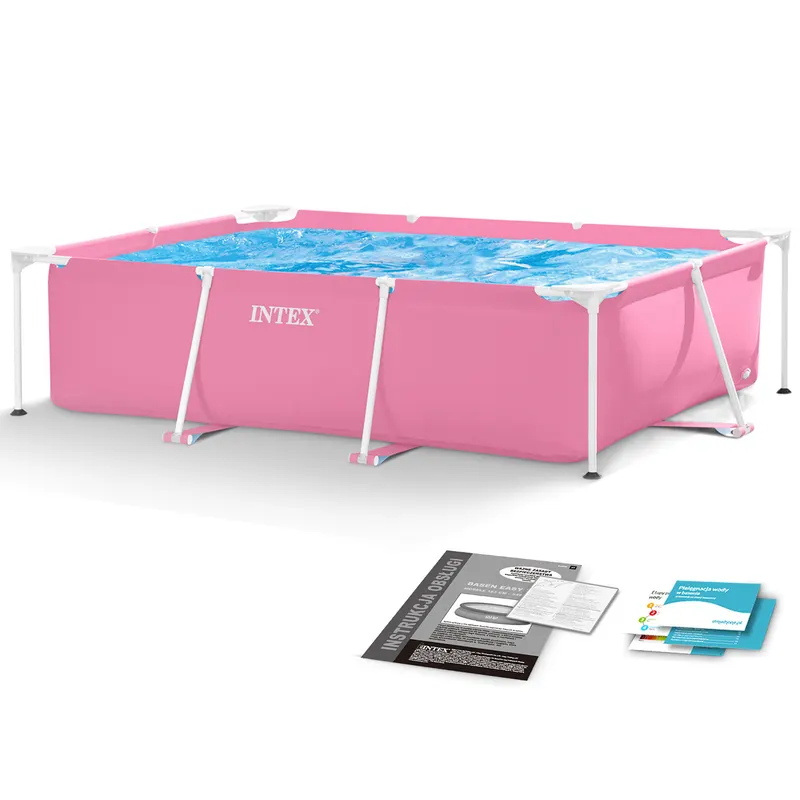 Piscina cu cadru metalic Intex 28266, dreptunghiulara, 220x150x60 cm, roz KID423333