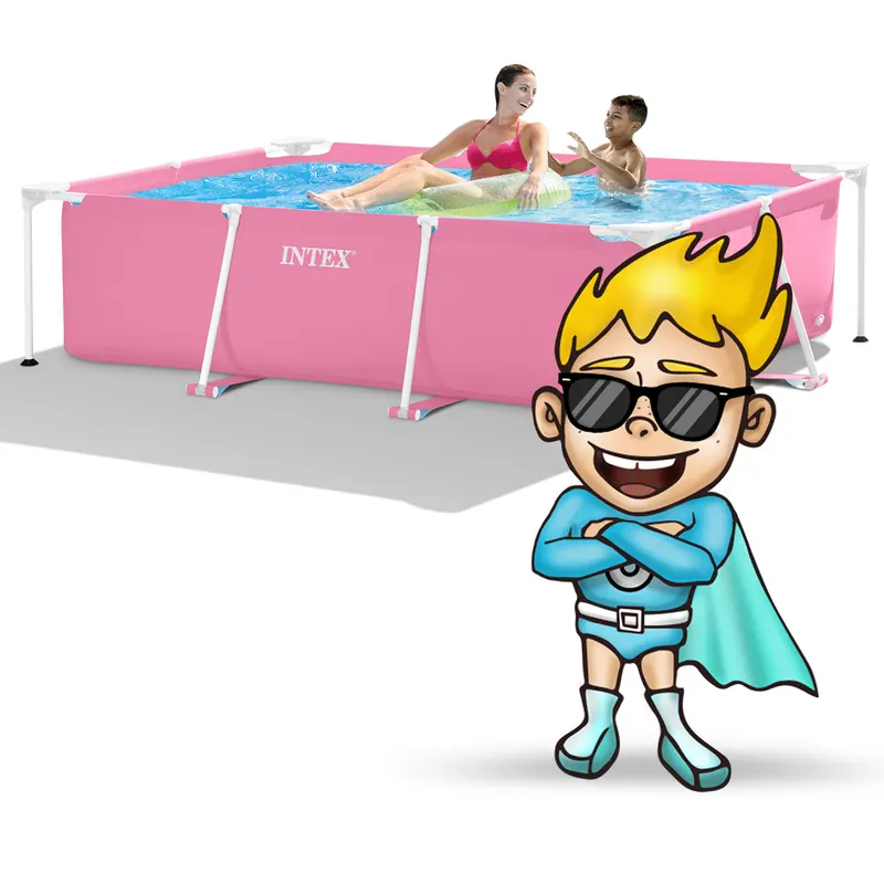 Piscina cu cadru metalic Intex 28266, dreptunghiulara, 220x150x60 cm, roz KID423333 — imaginea 4
