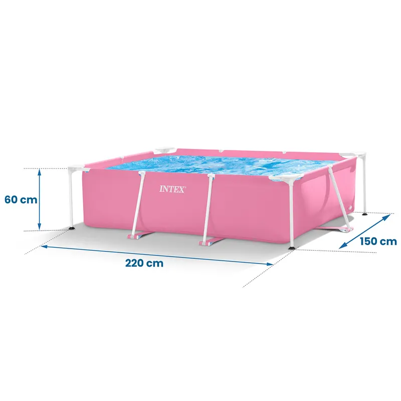Piscina cu cadru metalic Intex 28266, dreptunghiulara, 220x150x60 cm, roz KID423333 — imaginea 5