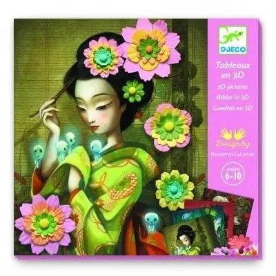 Set creativ Portrete cu flori din hartie, Djeco