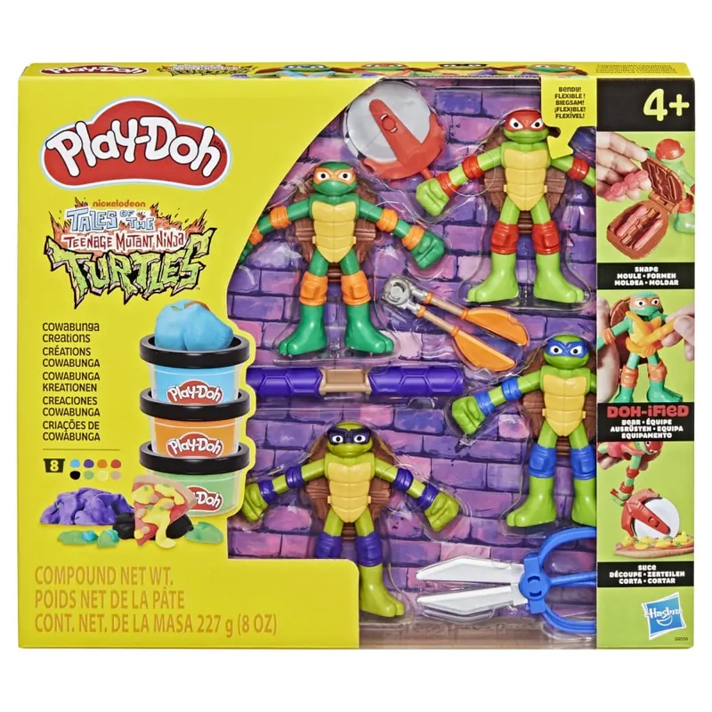 PLAY DOH POVESTIRI CU TESTOASE NINJA ADOLESCENTE MUTANTE SET PLASTELINA CREATII COWABUNGA