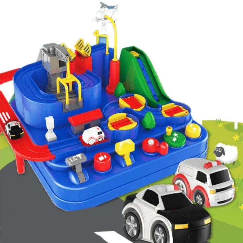 Pista de Curse cu Obstacole, 2 Masinute de Aventura, 6 Butoane cu Functii, 23x23x17.5 Cm, Multicolor, + 3 Ani