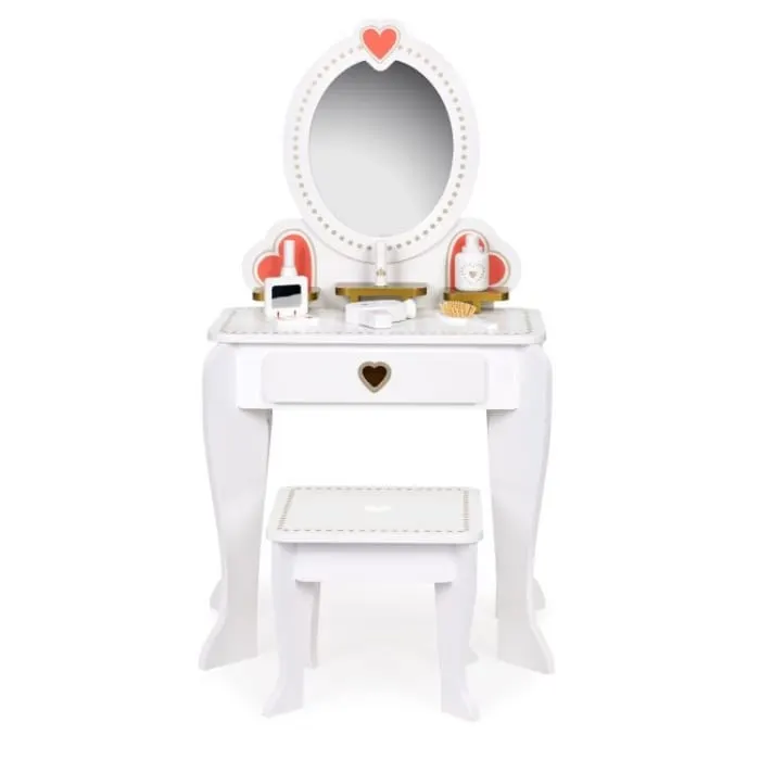 Masuta de toaleta Ecotoys, lemn, trusa accesorii, alb KID977215 — imaginea 2