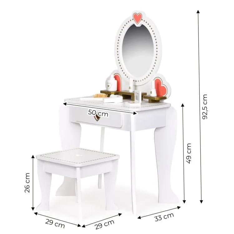Masuta de toaleta Ecotoys, lemn, trusa accesorii, alb KID977215 — imaginea 3