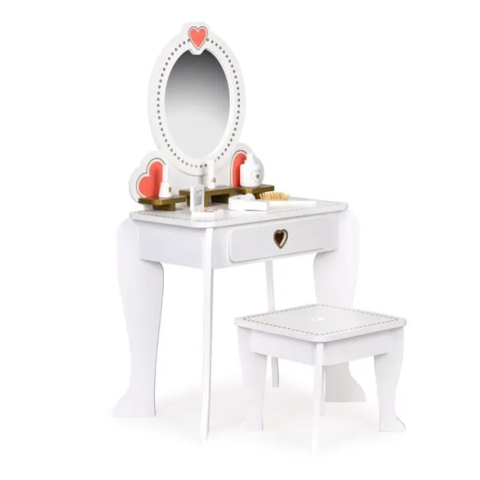Masuta de toaleta Ecotoys, lemn, trusa accesorii, alb KID977215 — imaginea 4