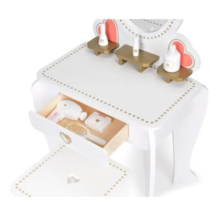 Masuta de toaleta Ecotoys, lemn, trusa accesorii, alb KID977215 — imaginea 5