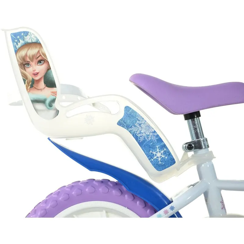 Bicicleta Copii Dino Bikes, Snow Queen, 12 inch, roti ajutatoare, sistem frana, alb/mov KID908524 — imaginea 2