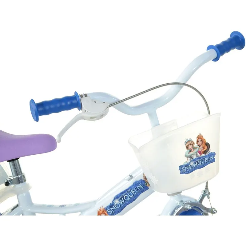 Bicicleta Copii Dino Bikes, Snow Queen, 12 inch, roti ajutatoare, sistem frana, alb/mov KID908524 — imaginea 3