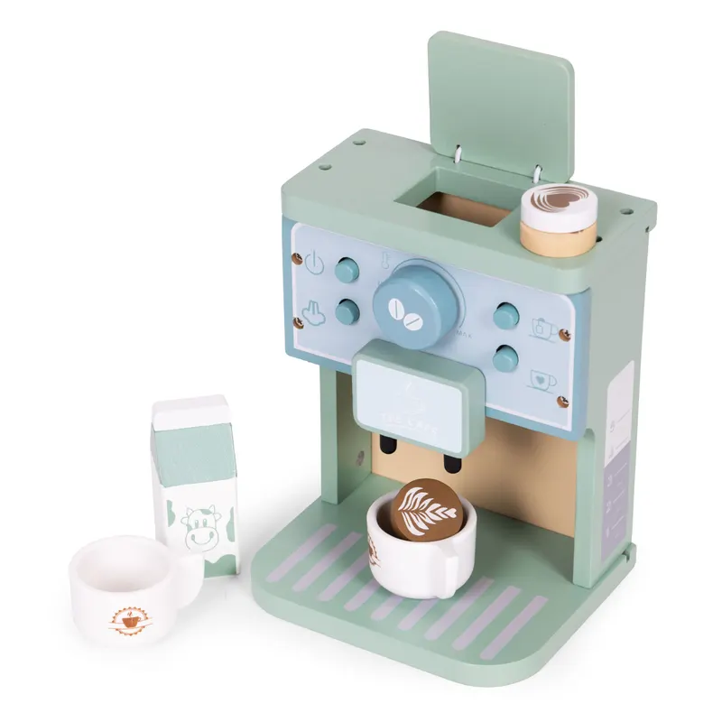 Aparat de Cafea copii Ecotoys, lemn, barista set, 8 piese, multicolor KID007332 — imaginea 2