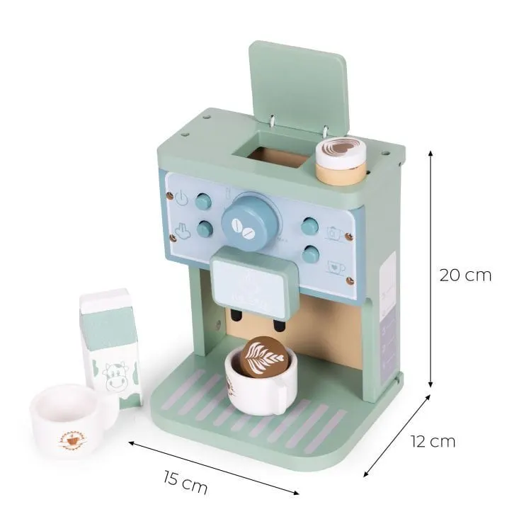 Aparat de Cafea copii Ecotoys, lemn, barista set, 8 piese, multicolor KID007332 — imaginea 3