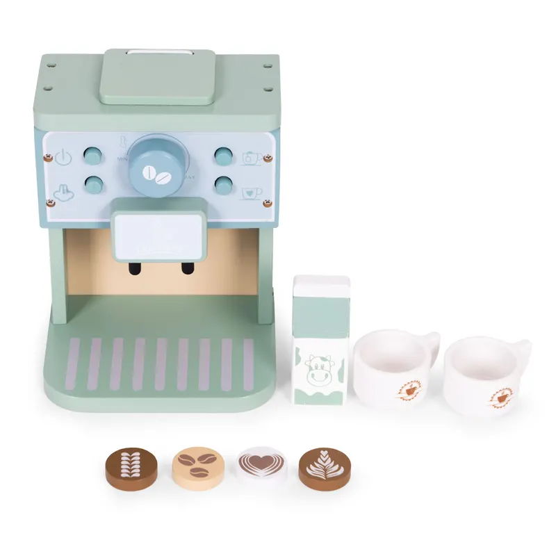 Aparat de Cafea copii Ecotoys, lemn, barista set, 8 piese, multicolor KID007332 — imaginea 4