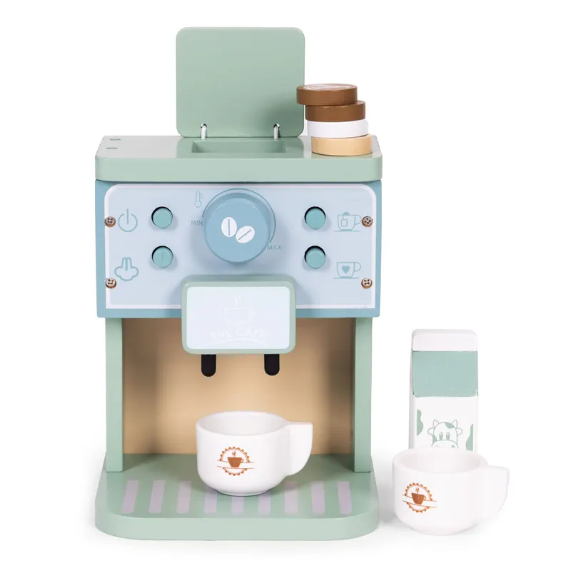 Aparat de Cafea copii Ecotoys, lemn, barista set, 8 piese, multicolor KID007332 — imaginea 5