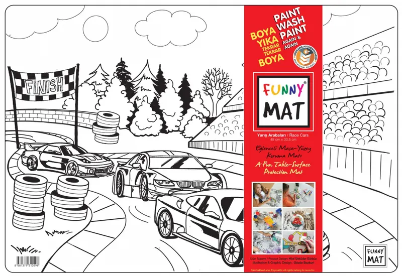 Plansa reutilizabila de colorat Funny Mat, model Vehicule ,48x33.5 cm