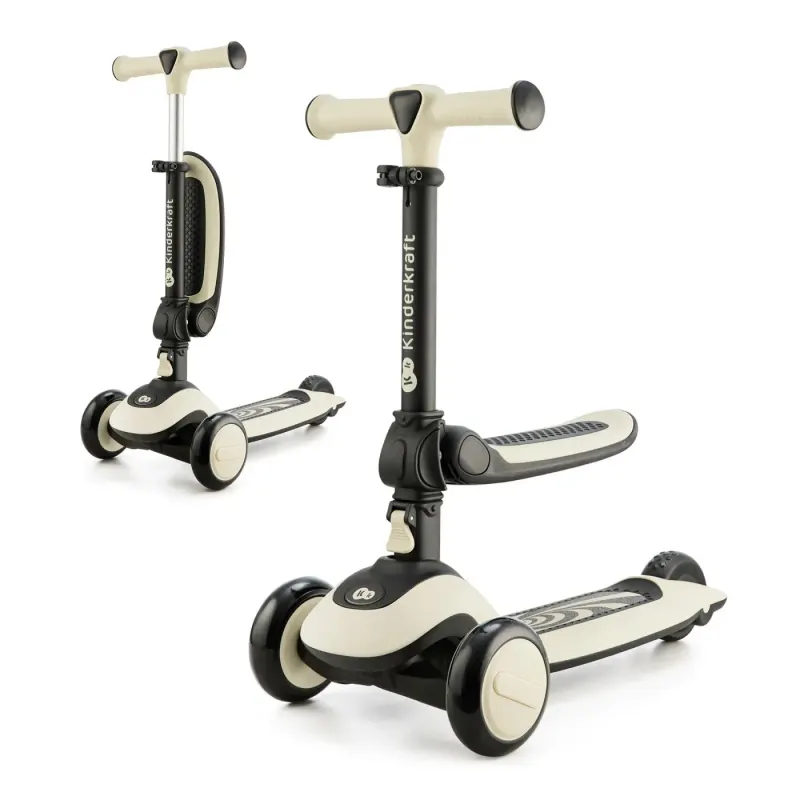Trotineta Kinderkraft Halley, transformabila, sezut, lumini, pliabila, alb KID922321 — imaginea 2