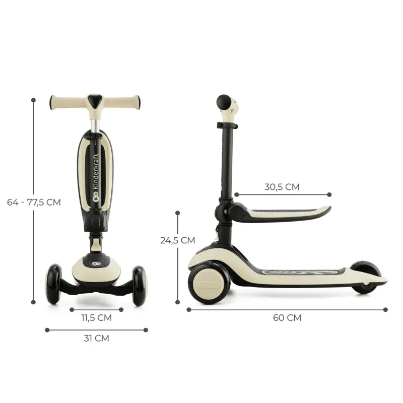 Trotineta Kinderkraft Halley, transformabila, sezut, lumini, pliabila, alb KID922321 — imaginea 5