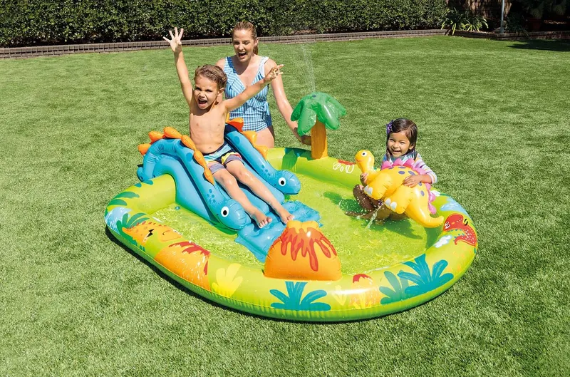 Piscina gonflabila copii Intex 57166 Dino Play Center, tobogan, fantana arteziana KID421810 — imaginea 2