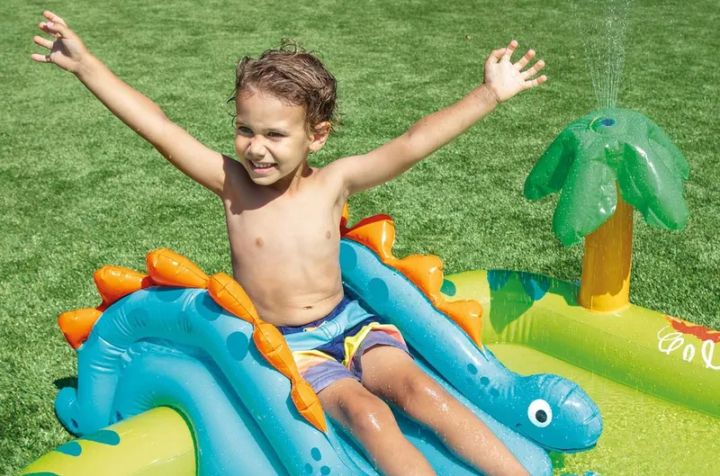 Piscina gonflabila copii Intex 57166 Dino Play Center, tobogan, fantana arteziana KID421810 — imaginea 4