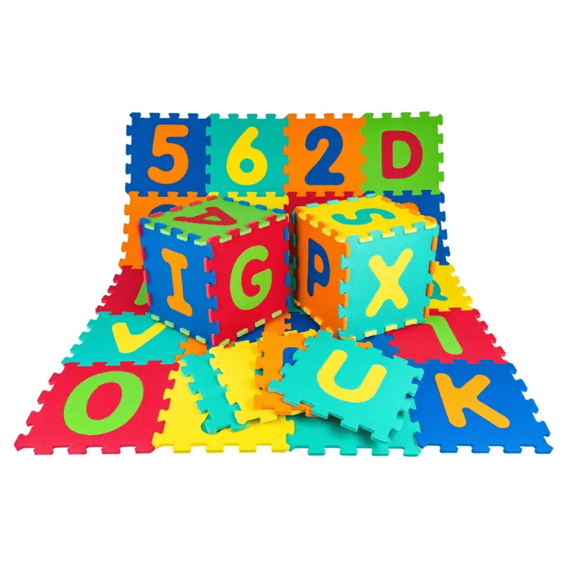 Covor Puzzle copii LUDIRO cu Cifre si Litere A-Z Detasabile, Spuma EVA Sigura