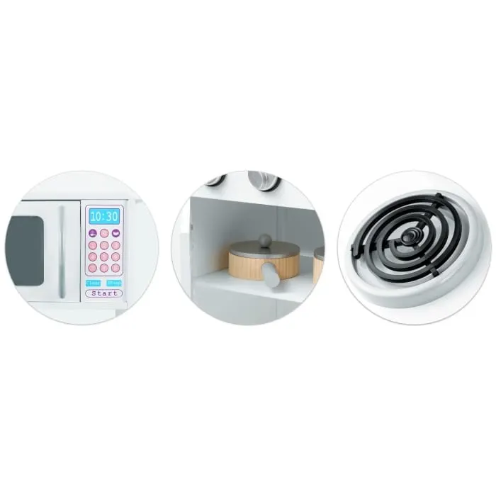 Bucatarie copii Ricokids, lemn, 5 accesorii, alb KID518708 — imaginea 4