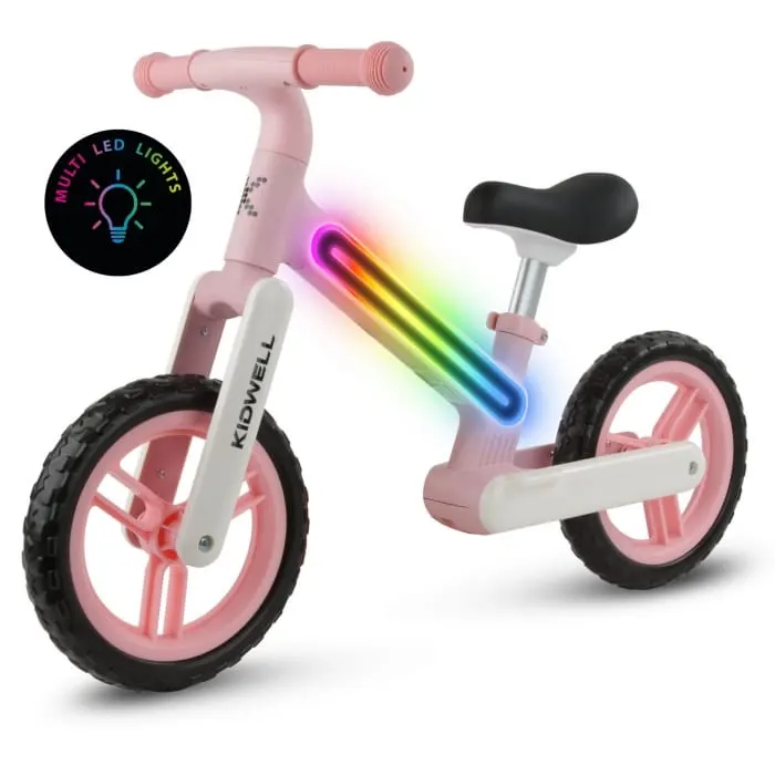 Bicicleta Kidwell SUNO, echilibru, fara pedale, led, roz KID707131