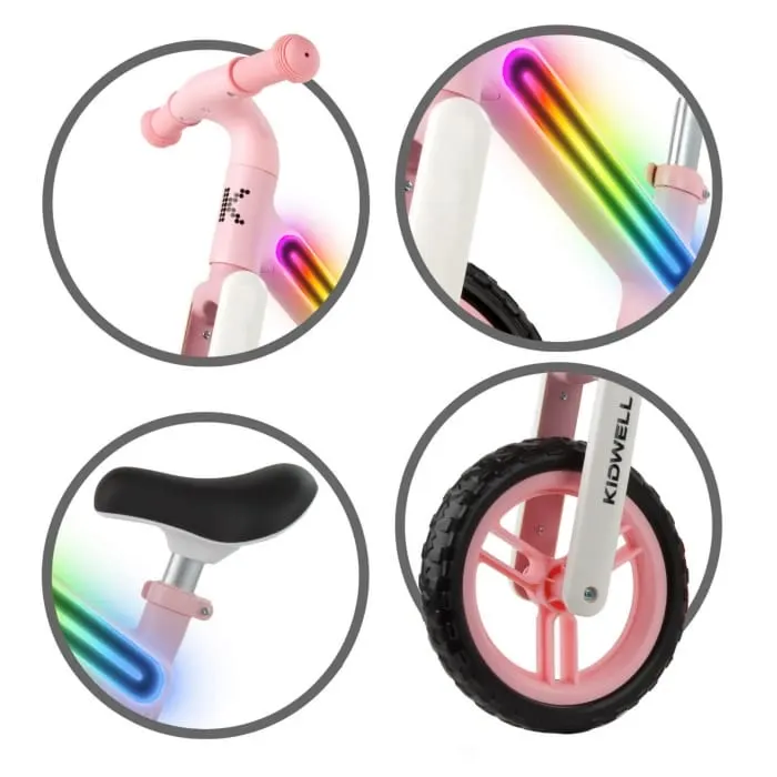 Bicicleta Kidwell SUNO, echilibru, fara pedale, led, roz KID707131 — imaginea 4