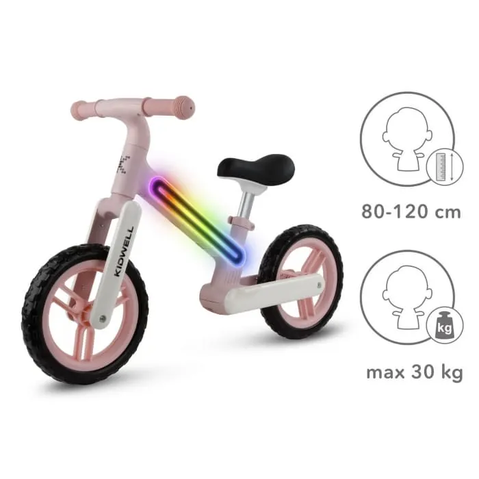 Bicicleta Kidwell SUNO, echilibru, fara pedale, led, roz KID707131 — imaginea 5